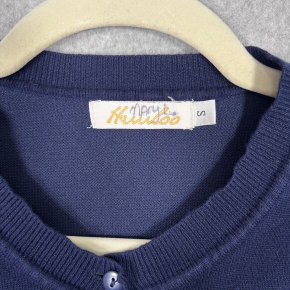 Cardigan Sweater Small Navy Striped Button Thin Sailor Basic Capsule Church - Picture 4 of 9